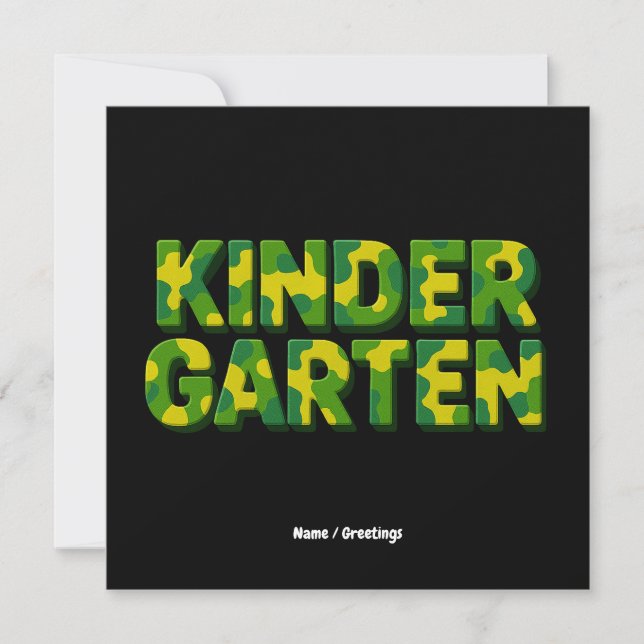 Retro Kindergarten Boys Teacher Camouflage Funny Invitation (Front)