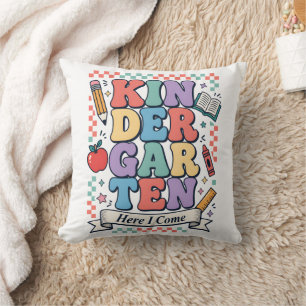 Retro Kindergarten Here I Come School Cushion
