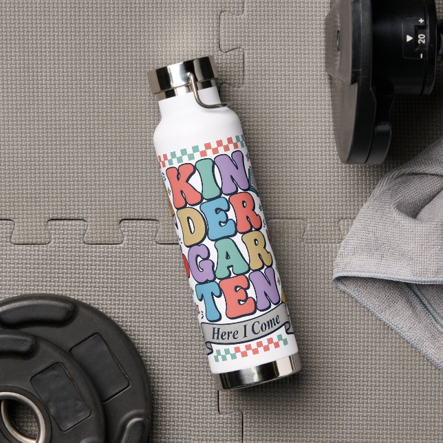 Retro Kindergarten Here I Come School Water Bottle (Gym)