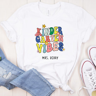 Retro Kindergarten Vibes Teacher T-Shirt
