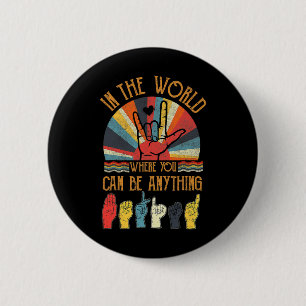 Retro Kindness Autism Awareness Month Asl Vintage 6 Cm Round Badge
