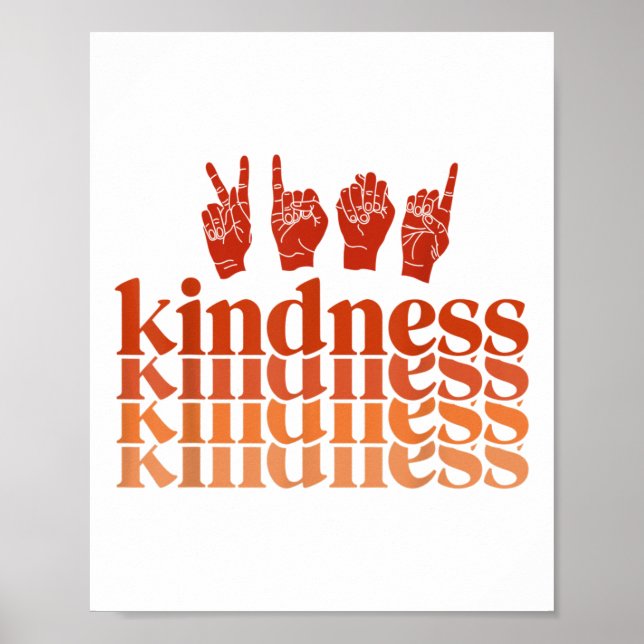 Retro Kindness Deaf Awareness Shirt Sign Language  (Front)