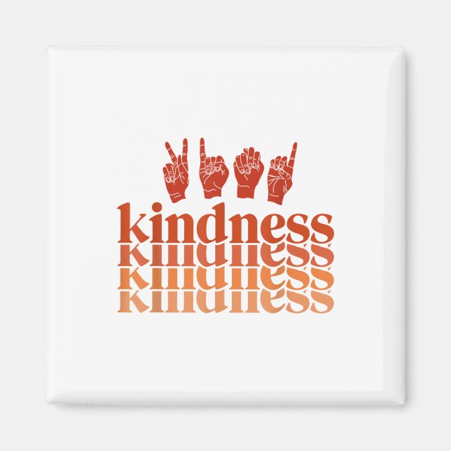 Retro Kindness Deaf Awareness Shirt Sign Language  Magnet (Front)