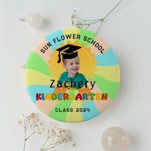 Retro Kindy graduation badge photo custom Button