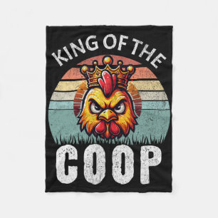 Retro King Of The Coop Angry Daddy Chicken Fathers Fleece Blanket