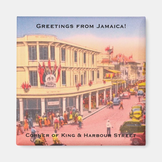 Retro Kingston, Jamaica (King & Harbour Street) Magnet (Front)