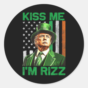 Retro Kiss Me I'm Rizz Trump Irish Shamrock St Pat Classic Round Sticker