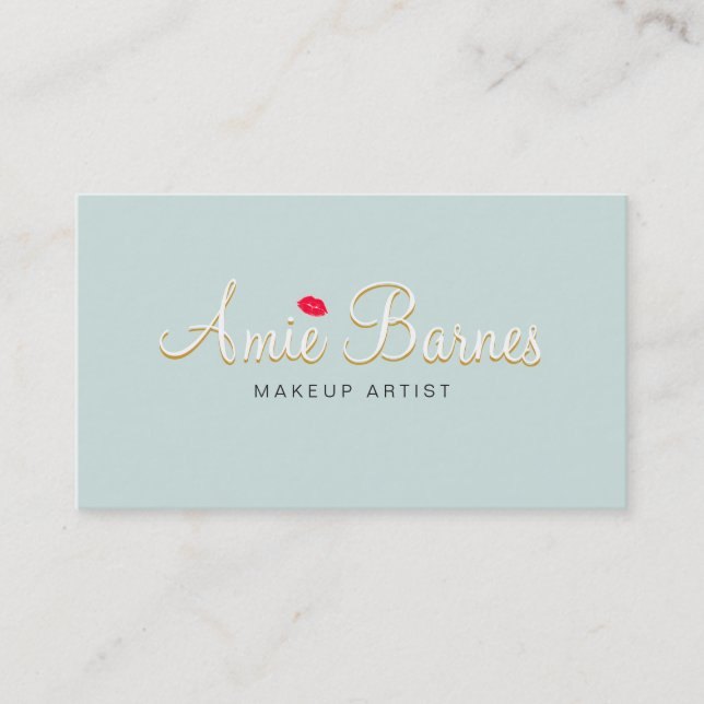 Retro Kissing Lips Makeup Artist Cosmetology Business Card (Front)