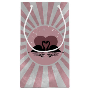 Retro Kissing Swans Small Gift Bag
