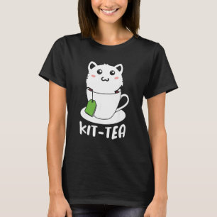 Retro Kit Tea  Kitten Cat  Tea Drinker Teacup Pun T-Shirt