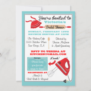 Retro Kitchen Bridal Shower Invitations