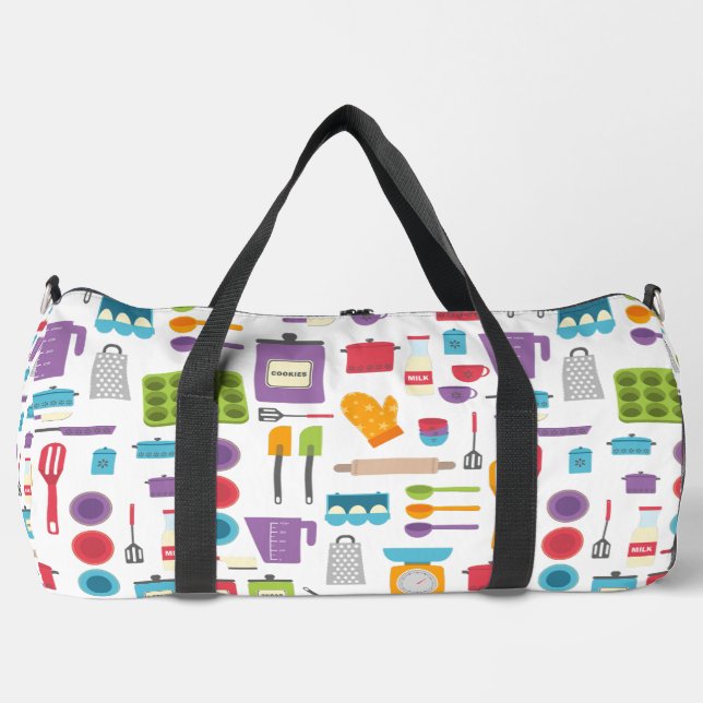 retro kitchen chef cook baking duffle bag (Front)
