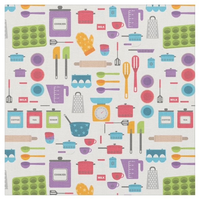 retro kitchen chef cook baking fabric (Close Up)
