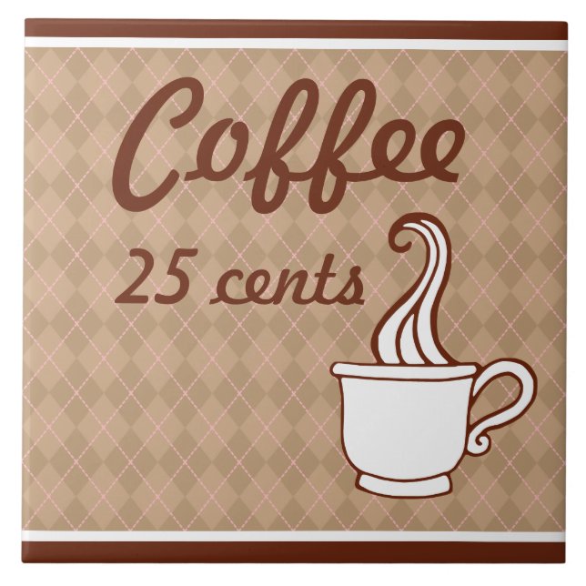 Retro Kitchen Coffee Shop Trivet Tile Gift (Front)