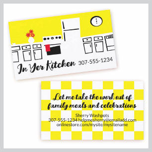 Retro kitchen cooking class chef catering culinary business card