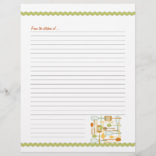 Retro Kitchen Cooking Utensils Recipe Pages