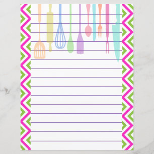 Retro Kitchen Cooking Utensils Zigzag Chevron