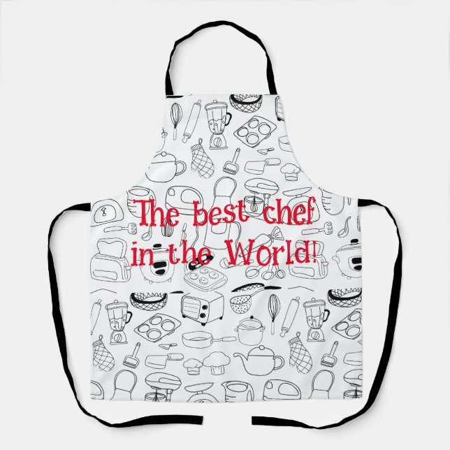 Retro kitchen design print - customize the text apron (Front)