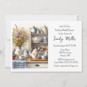 Retro Kitchen Dishes Bridal Shower Invitation