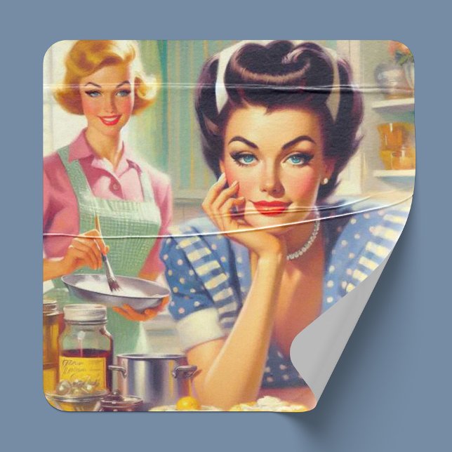Retro Kitchen Painting Square Sticker (Creator Uploaded)