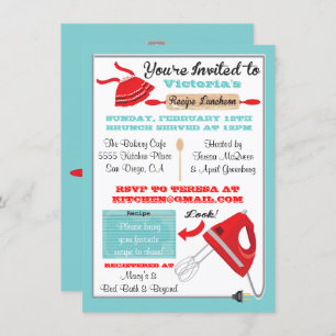Retro Kitchen Recipe Luncheon Invitations