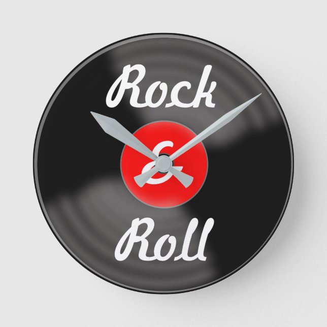Retro Kitchen Rock & Roll Red Record Wall Clock (Front)