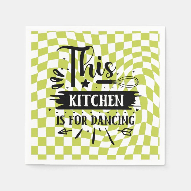 Retro Kitchen Sayings funny Pink Green Napkin (Front)
