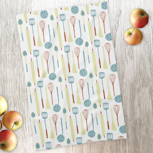 Retro Kitchen Utensils Tea Towel