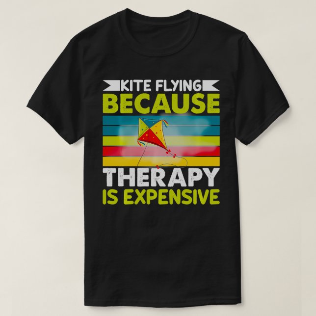 Retro Kite Flying Therapy Kiteboarding Kitesurfing T-Shirt (Design Front)