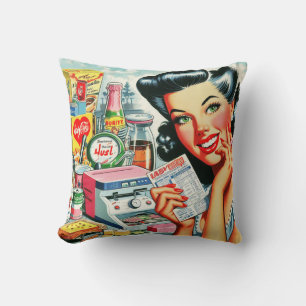 Retro Kitsch Beautiful Vintage Girl Cushion