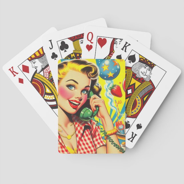 Retro Kitsch Pin Up Playing Cards (Back)