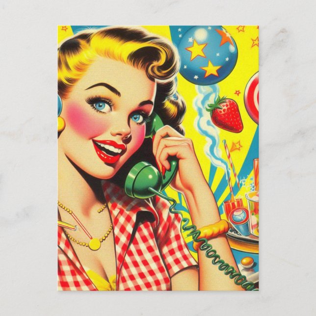 Retro Kitsch Pin Up Postcard (Front)