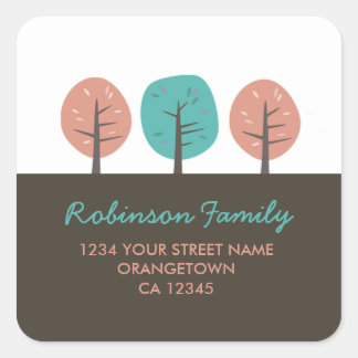 Retro Kitsch Trees Return Address Stickers
