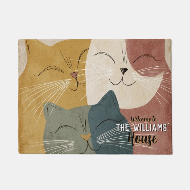 Retro Kittens House Interior Decor Welcome  Doormat (Front)