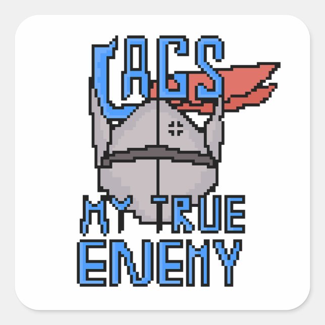 Retro Knight vs Lag Square Sticker (Front)