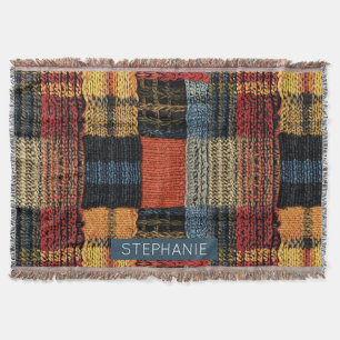 Retro Knit Patchwork - Cozy Autumn Boho Vintage Throw Blanket