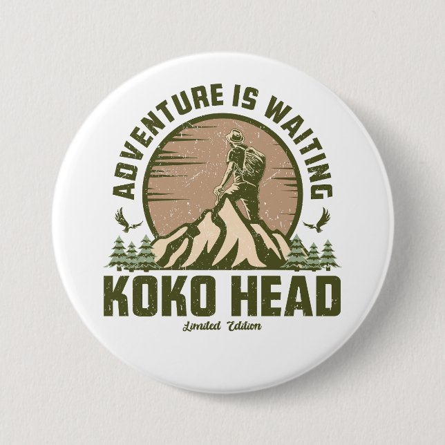 Retro Koko Head Hike  7.5 Cm Round Badge (Front)