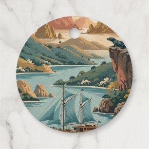 Retro Komodo Island Indonesia Favour Tags