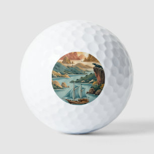 Retro Komodo Island Indonesia Golf Balls