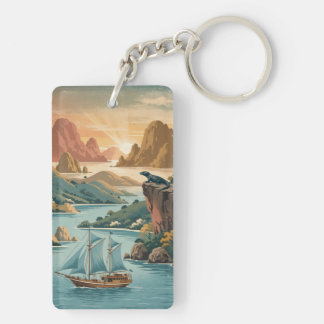 Retro Komodo Island Indonesia Key Ring