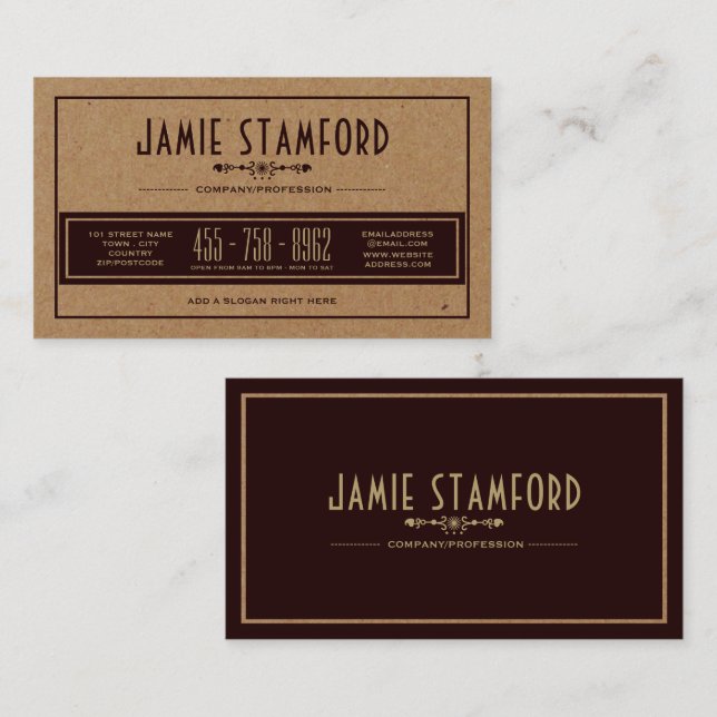 Retro Kraft Paper Effect, Vintage Style Business Card (Front/Back)