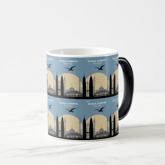 Retro Kuala Lumpur Travel: City Skyline Magic Mug (Front Right)