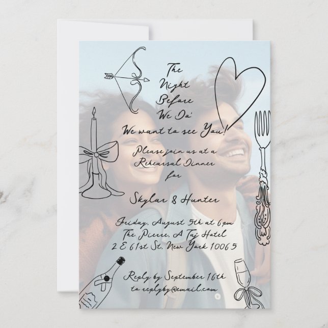 Retro La Dolce Vita Rehearsal Dinner Overlay Photo Invitation (Front)