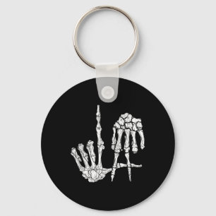 Retro La Hands Skeleton Los Angeles Hand Sign Hall Key Ring