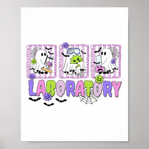 Retro Laboratory Halloween Ghost Lab Tech Medical Poster