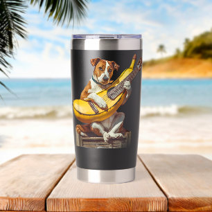 Retro Labrador Dog Playing Acoustic Guitar Banana  Insulated Tumbler