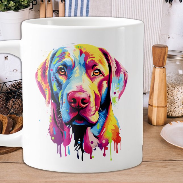 Retro Labrador Retriever Pop Art Colourful Dog Large Coffee Mug (Creator Uploaded)