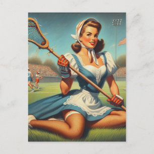 Retro Lacrosse Girl Postcard