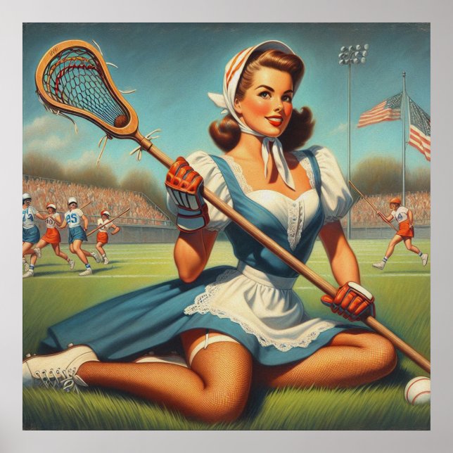 Retro Lacrosse Girl Poster (Front)