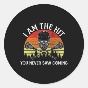 Retro Lacrosse Player Lax Coach Goalie Ball Sport  Classic Round Sticker